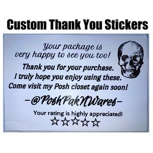 Custom Thank You Stickers with posh closet name - SKULL Design